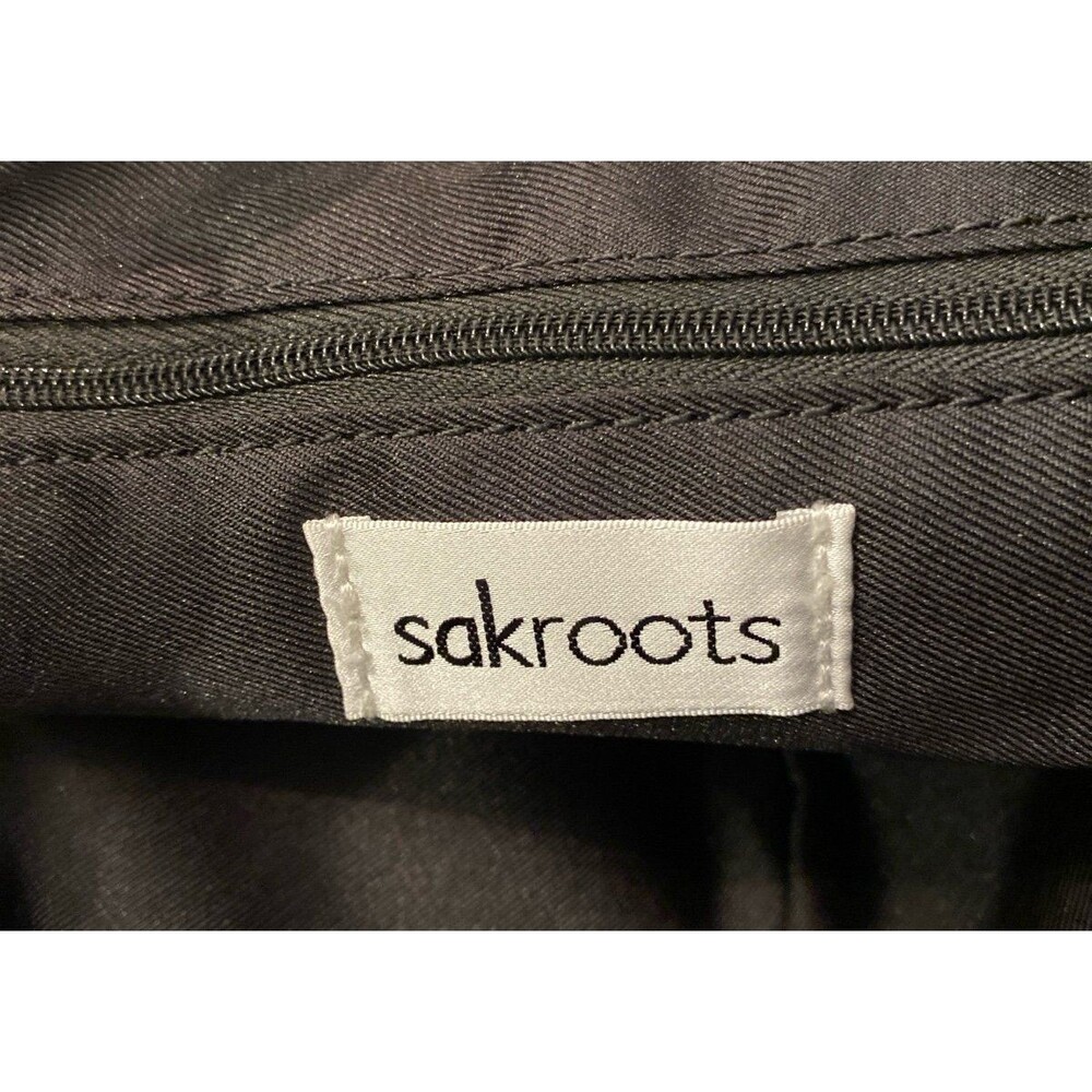 Sakroots Roma Woven Straw Shoulder Hobo Bag  Black White Stripe Boho Expandable - Picture 11 of 12